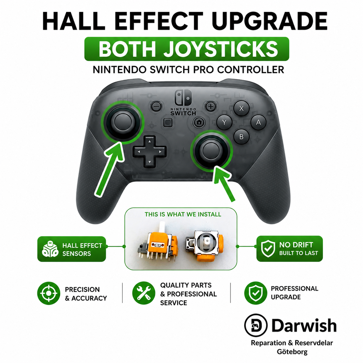 Nintendo Switch Pro Controller Hall Effect Upgrade Service