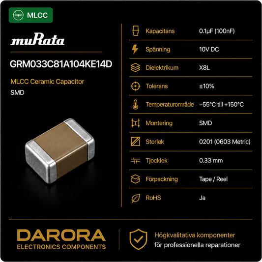 Murata 0.1µF 10V 0201 MLCC – GRM033C81A104KE14D