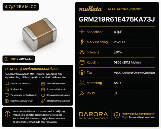 Murata 4.7µF 25V 0805 MLCC – GRM219R61E475KA73J