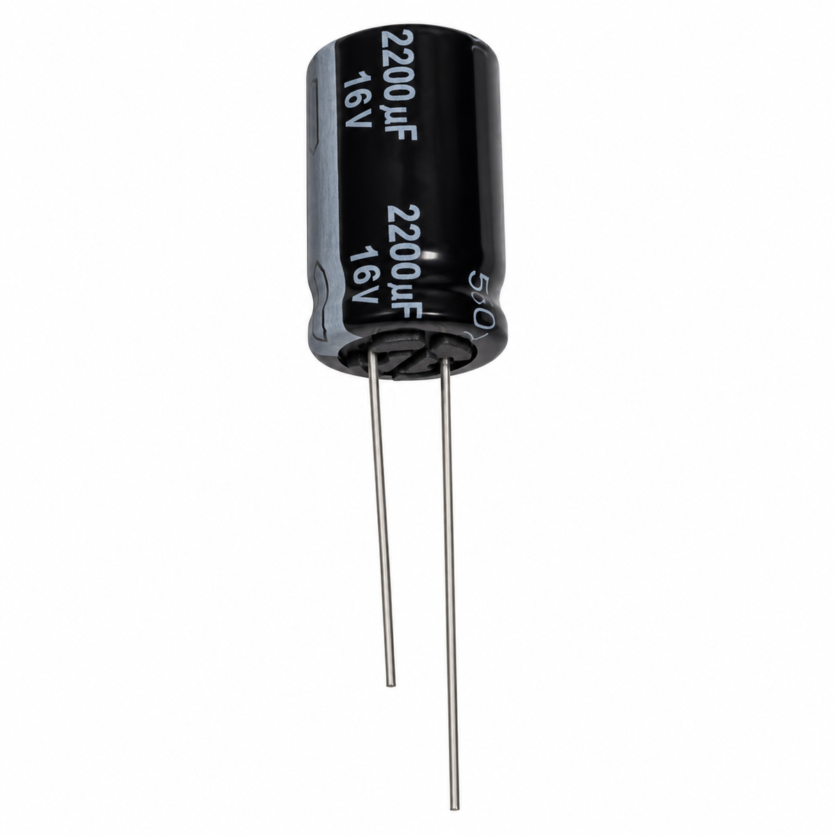 Panasonic EEU-FR1C222 2200µF 16V kondensator på vit bakgrund