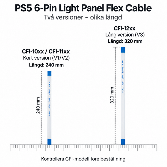 PS5 Flexkabel Ljuspanel – 6-pin FFC för LED-panel (CFI-10xx / CFI-11xx / CFI-12xx)
