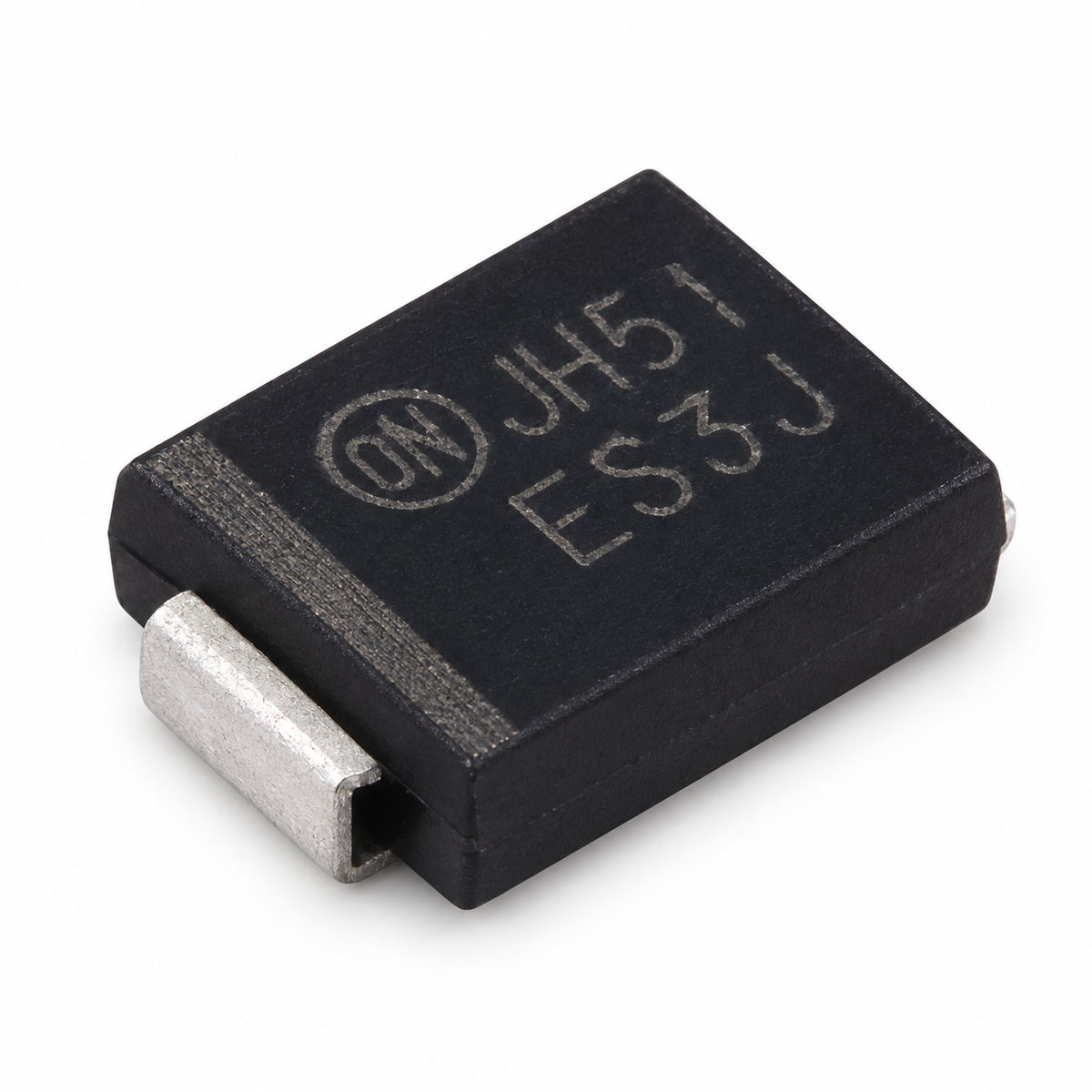 onsemi 600V 3A Fast Rectifier Diode SMC – ES3J – representativ produktbild på vit bakgrund