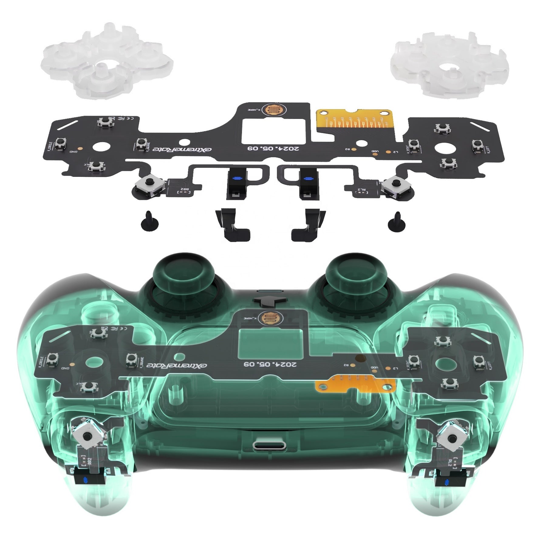 eXtremeRate PFMD013V2 – Micro Switch Light Version Clicky Trigger Kit L2/R2 installerat i PS5 DualSense BDM-030