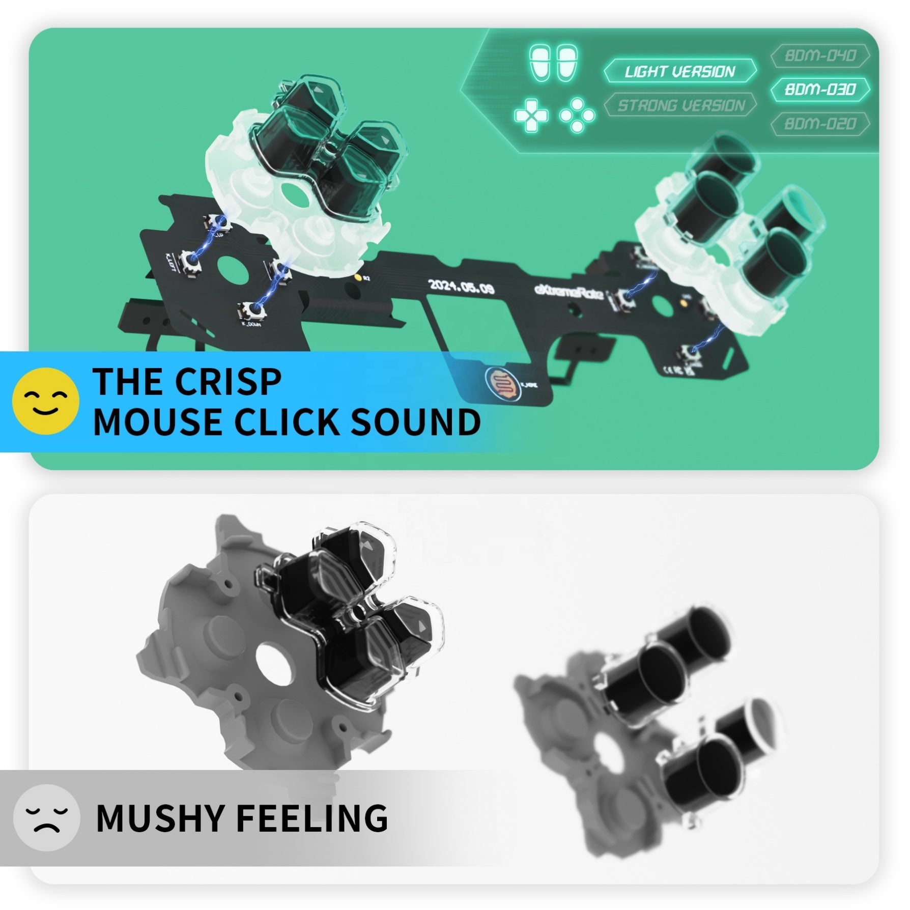 eXtremeRate PFMD013V2 Whole Clicky Kit Light Version – face buttons clicky micro switch respons BDM-030