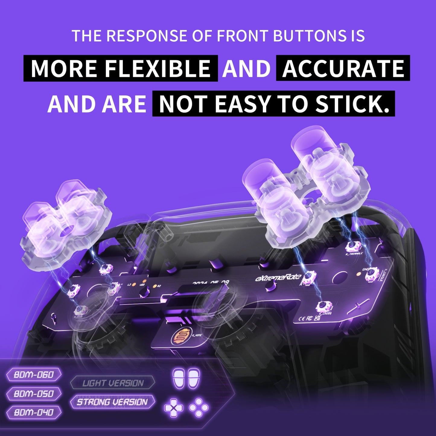 eXtremeRate PFMD017V2 Whole Clicky Kit – klickkänsla för alla knappar i PS5 DualSense BDM-040/050/060