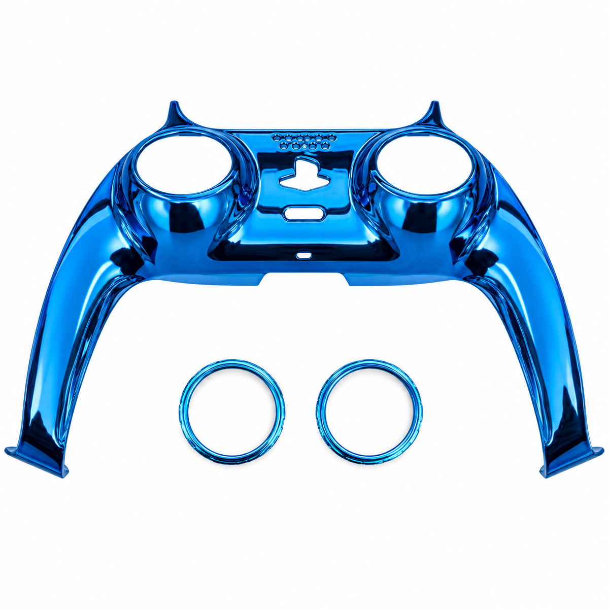 PS5 DualSense dekorpanel med två joystickringar – Blå, kromfinish