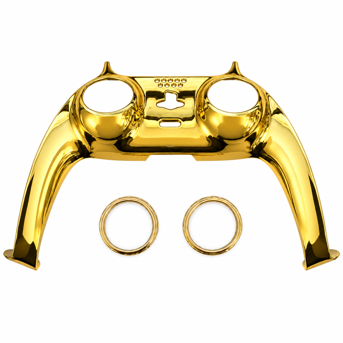 PS5 DualSense dekorpanel med två joystickringar – Guld, kromfinish