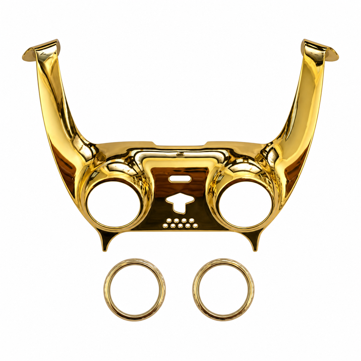 PS5 DualSense dekorpanel med två joystickringar – Guld, kromfinish