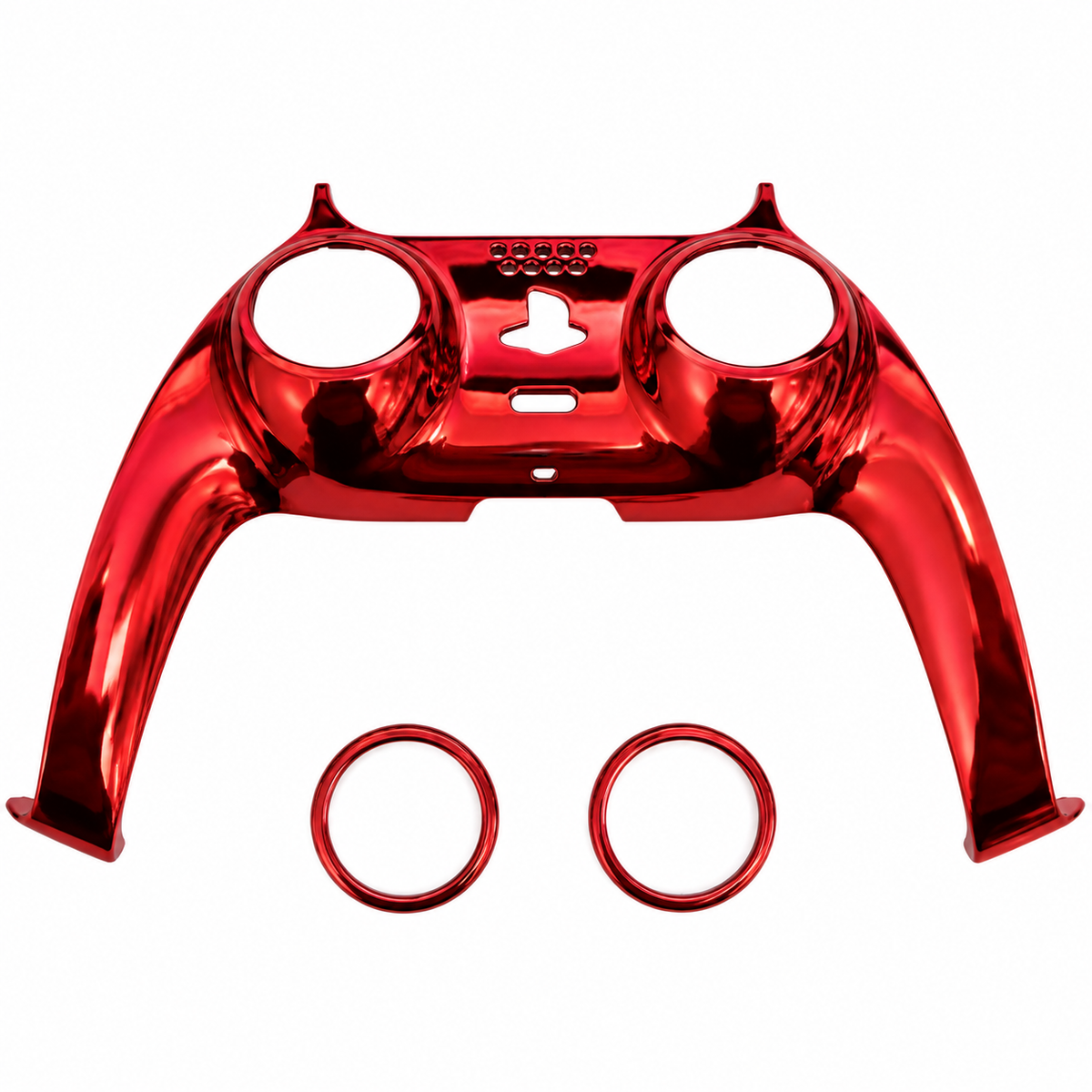 PS5 DualSense dekorpanel med två joystickringar – Röd, kromfinish