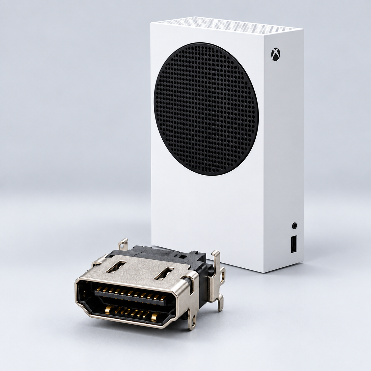 Xbox Series S med HDMI-kontakt – illustration av HDMI-reparation