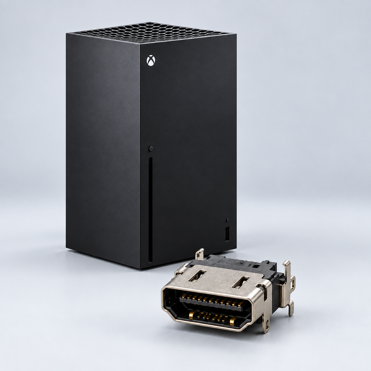 Xbox Series X med HDMI-kontakt – illustration av HDMI-reparation